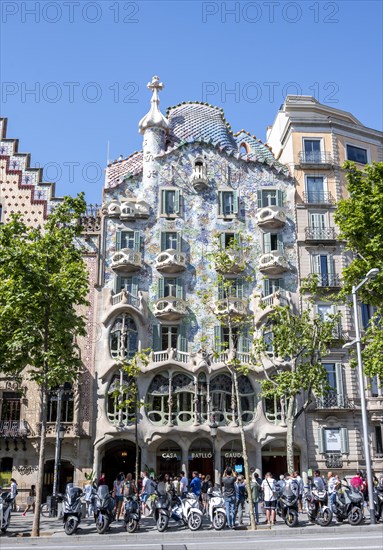 Artistic facade of Casa Batllo by Antoni Gaudi