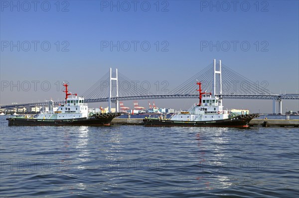 Tugboats in Yokohama port Kanagawa Japan