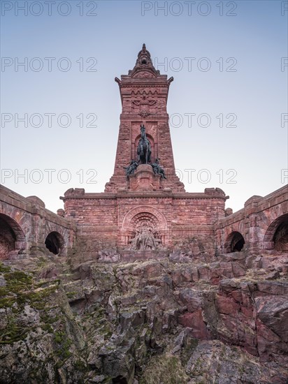 Kyffhaeuser Monument with equestrian statue of Emperor Wilhelm I and sandstone sculpture of Frederick I Barbarossa