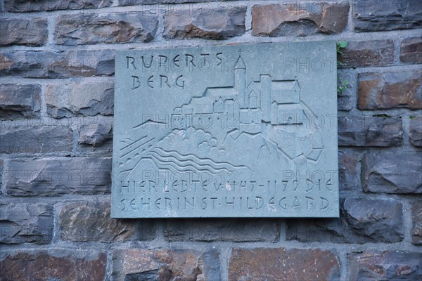 Memorial plate to Hildegard von Bingen at the St. Hildegard and St. Rupertus Church