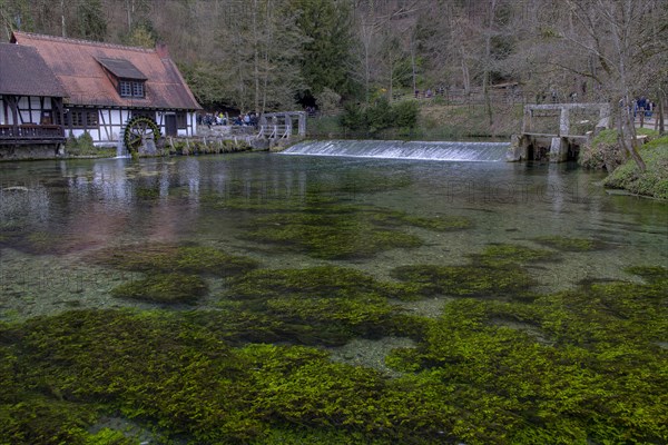 Panorama photo of mill at Blautopf