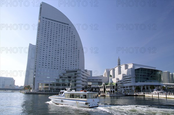 Pukari Sanbashi floating pier and Yokohama Grand Intercontinental Hotel port of Yokohama Kanagawa Japan