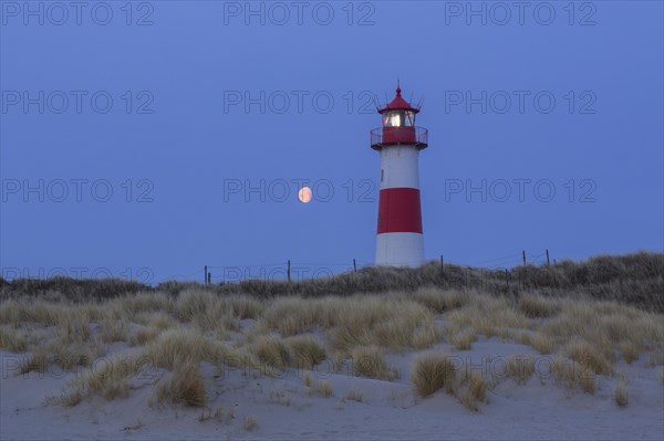 Red and white striped lighthouse List East