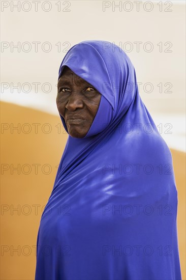 A woman photographed in a refugee settlement in Ouallam