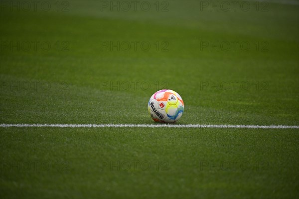 Adidas Derbystar match ball lies on grass