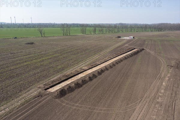 Archaeological investigation areas on future construction site for two semiconductor plants of the US chip manufacturer Intel