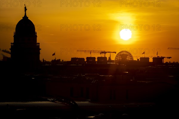 The Reichstag building during a sunset in Berlin