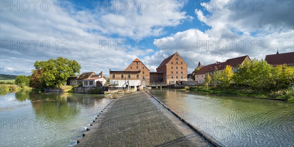 Weir and historic water mill on the Unstrut River