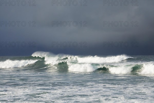 Stormy sea with strong swells on open sea