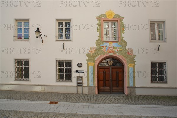 Portal with mural painting and mock architecture at the local history museum in Guenzburg