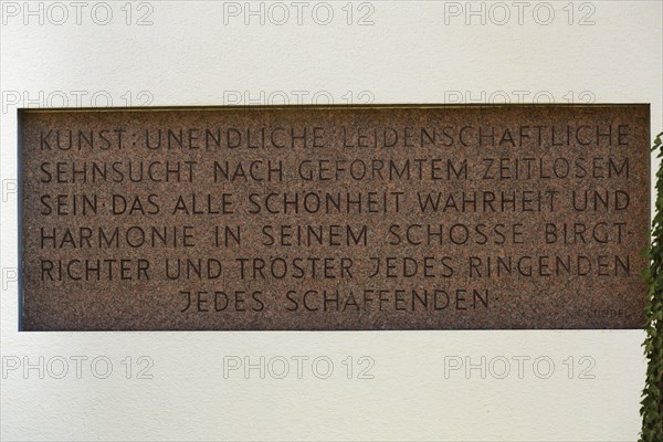 Stone tablet with inscription at the Kunsthalle Tuebingen