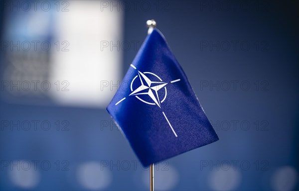 NATO flag at the Informal Meeting of NATO Foreign Ministers in Berlin on 15.05.2022.