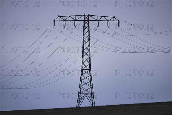 Electricity pylons photographed in Schoenau-Berzdorf