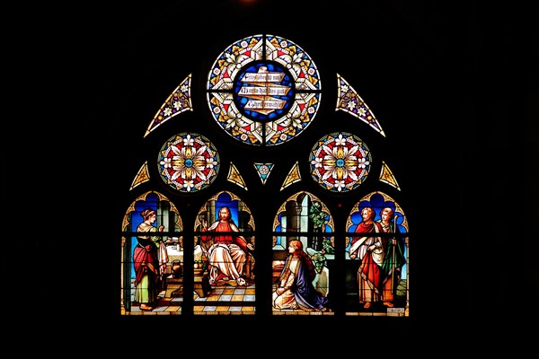 Stained glass window with Jesus