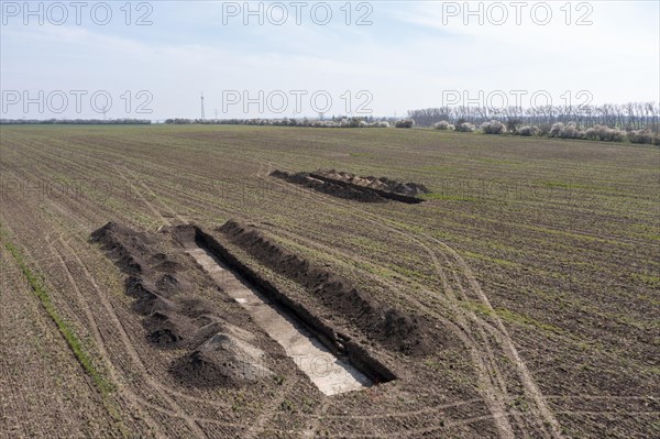 Archaeological investigation areas on future construction site for two semiconductor plants of the US chip manufacturer Intel