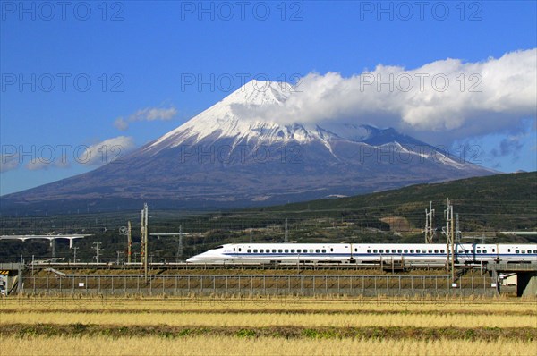 Mount Fuji and Tokaido Shinkansen Shizuoka Japan Asia