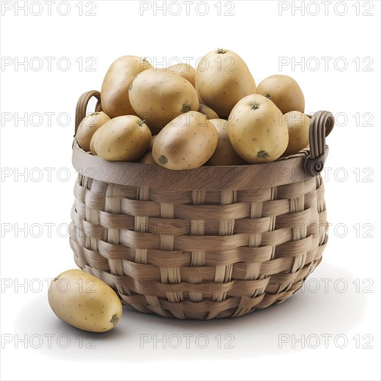 A bast basket with potatoes