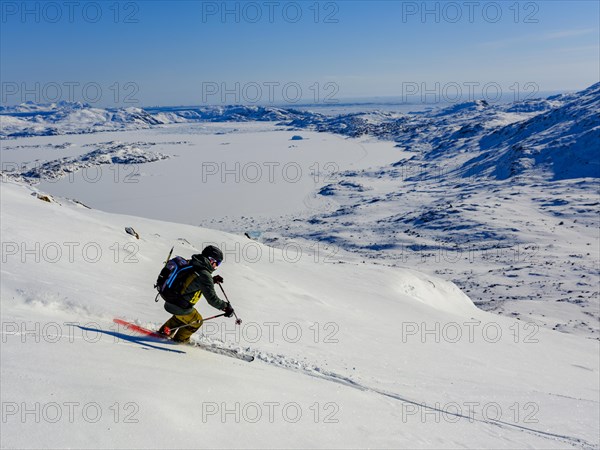 Ski mountaineers on the descent