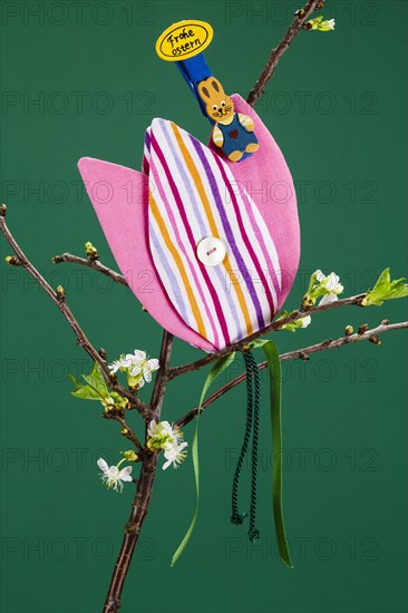 Fabric Cherry Branch with Tulip