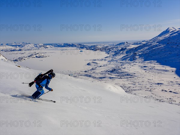 Ski mountaineers on the descent