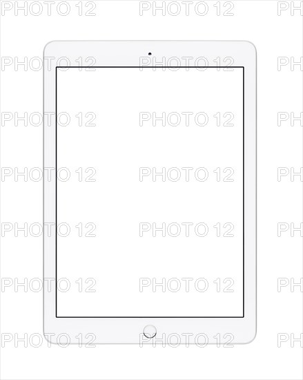 Ipad cut out with a blank screen against a white background