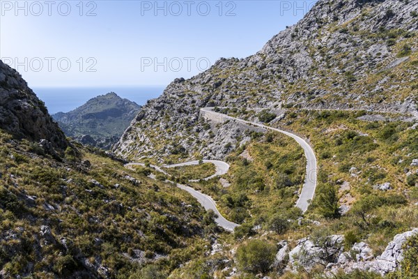 Mountain road with many curves to Sa Colobra