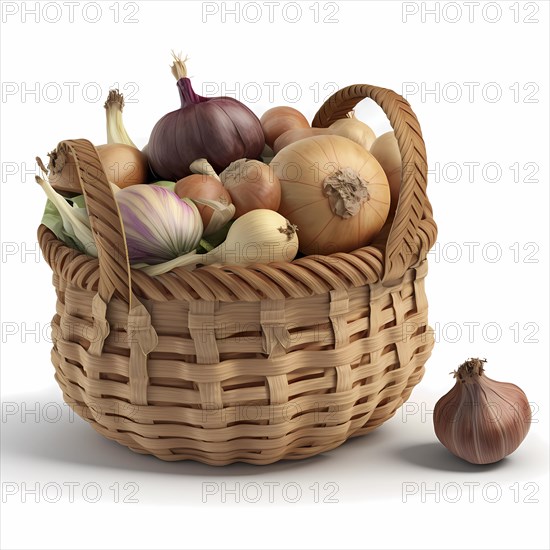 A bast basket with onions