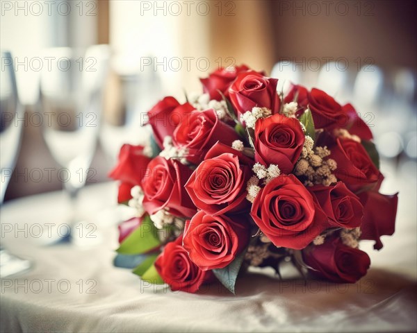 A bouquet of red roses