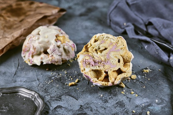 Ball shaped traditional German sweet food called Schneeballen