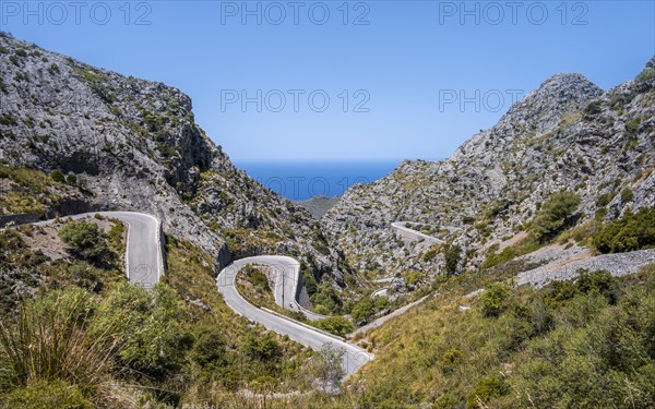 Mountain pass with serpentines to Sa Colobra