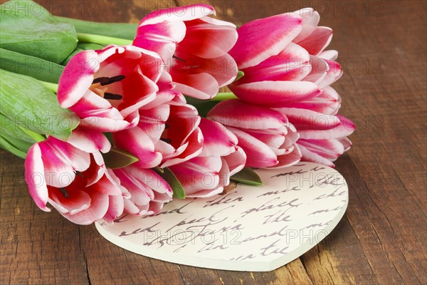 Wooden Tulip Bouquet with Heart