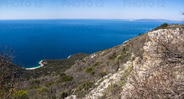 View of the blue sea and the sandy beach