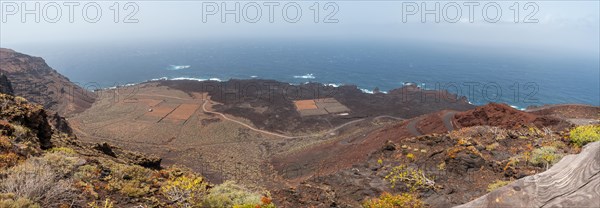 Panoramic view from the Lomo Negro viewpoint on the southwest coast of El Hierro. Canary Islands
