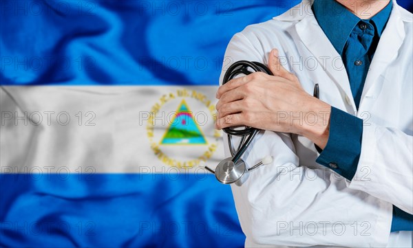 Health and care with the flag of Nicaragua. Nicaragua national health concept