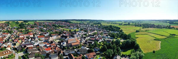 Aerial view of Frontenhausen a market in the Lower Bavarian district of Dingolfing-Landau