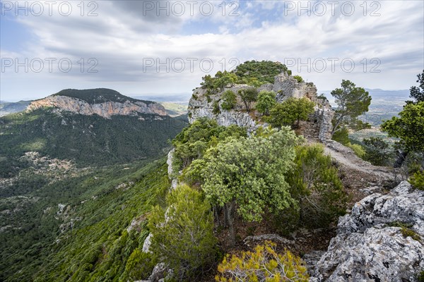 Old castle walls on mountain top