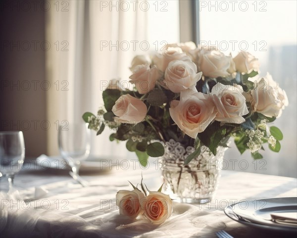 A bouquet of white roses