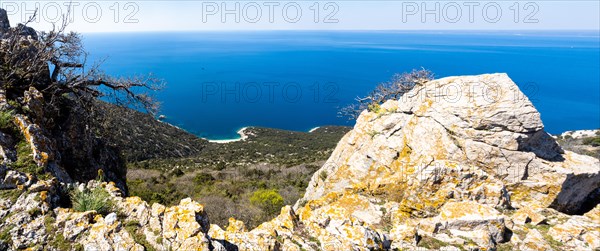 View of the blue sea and the sandy beach