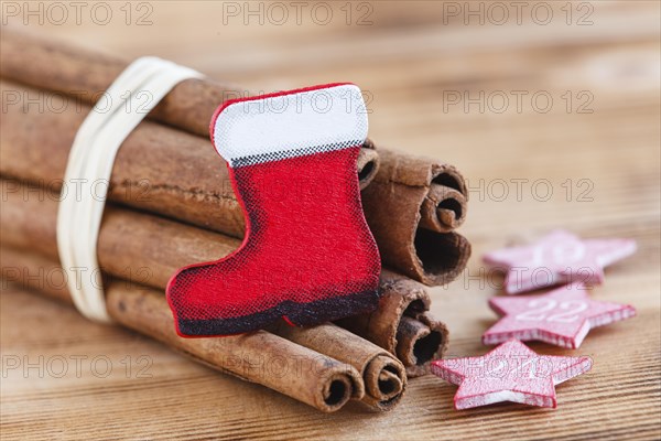 Cinnamon sticks with Santa's boot