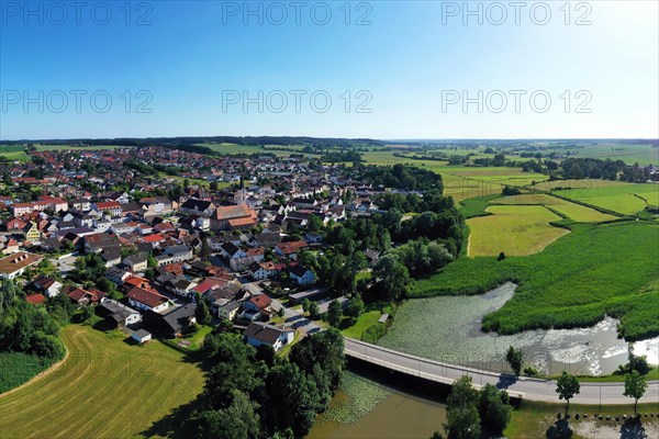 Aerial view of Frontenhausen a market in the Lower Bavarian district of Dingolfing-Landau