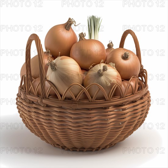 A bast basket with onions