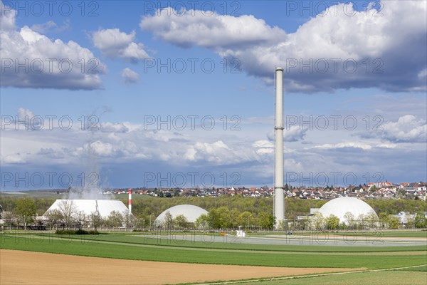 Nuclear power plant in front of the village of Neckarwestheim