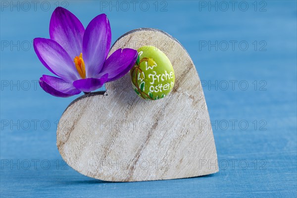 Wooden Heart with Crocus Blossom