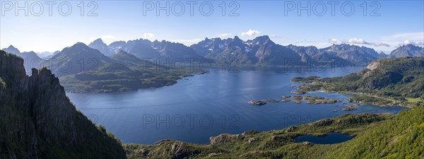 Fjord Raftsund and mountains