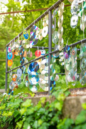 Artwork made of CD in the spa garden