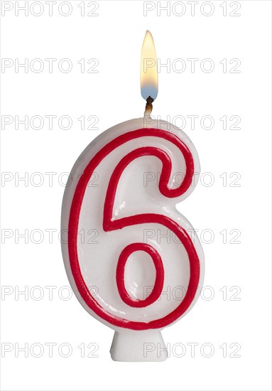 Number Six Birthday Candle