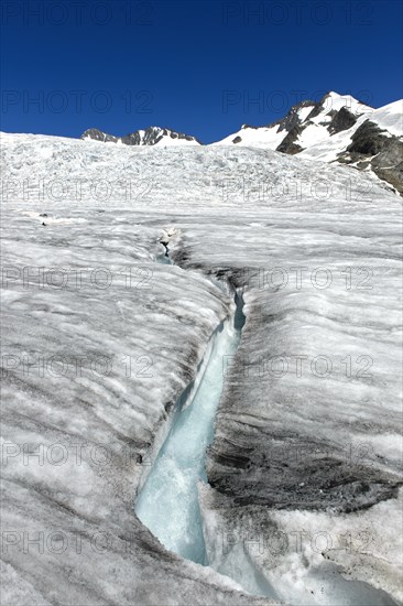 Ice field with crevasse on Konkordiaplatz