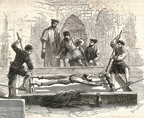 A man being tortured on the rack