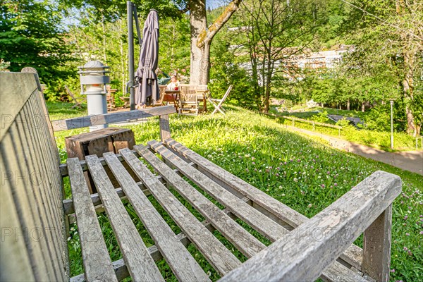 Wooden bench in the spa gardens
