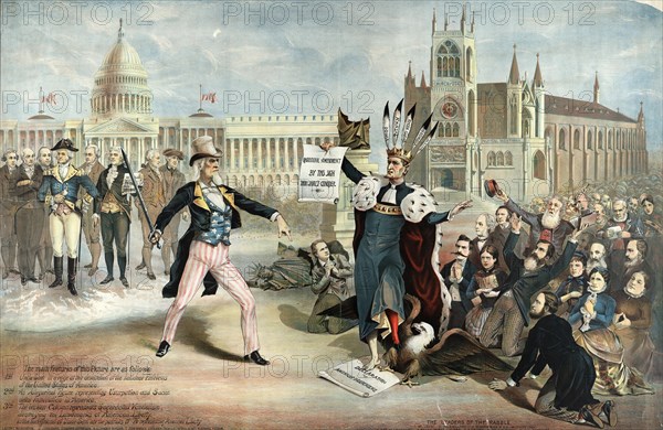 The print shows Uncle Sam standing with sword on his left